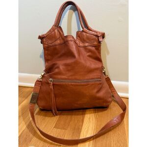Foley + Corinna cognac leather convertible hobo bag good cond